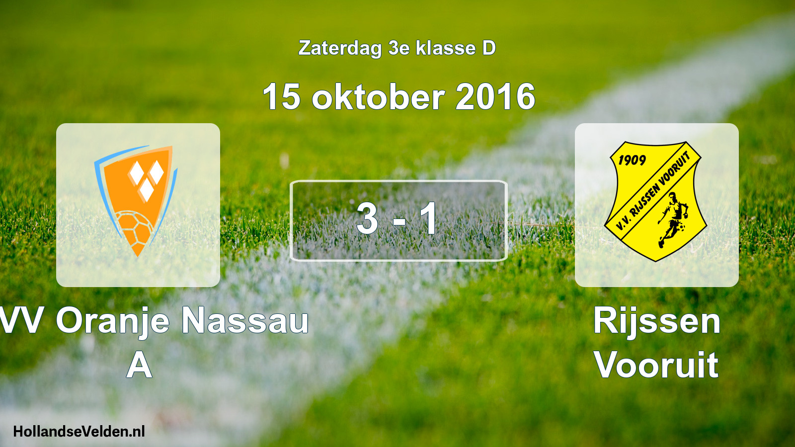 Total number of matches played: CVV Oranje Nassau A - Rijssen Vooruit 3 - 1 (15 October 2016)