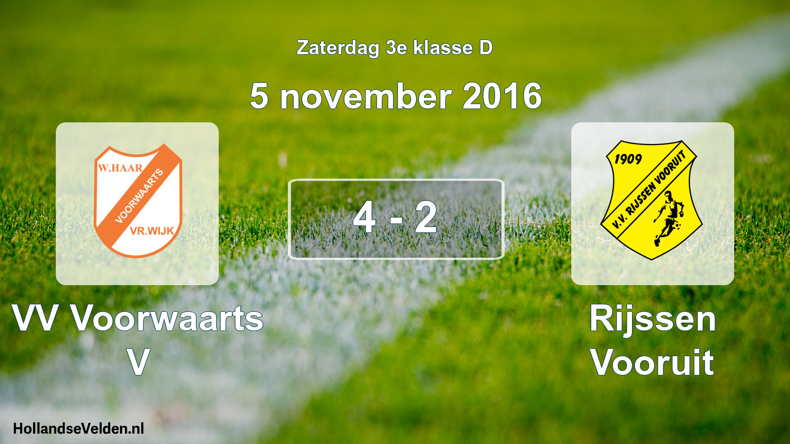 Total number of matches played: VV Voorwaarts V - Rijssen Vooruit 4 - 2 (5 November 2016)