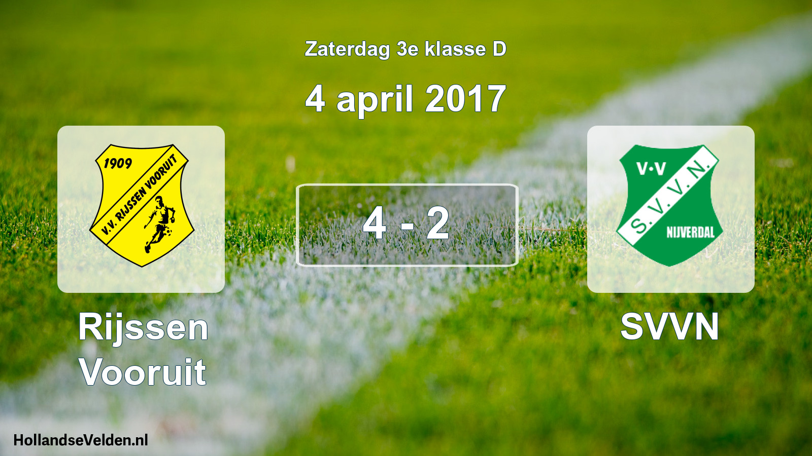 Total number of matches played: Rijssen Vooruit - SVVN 4 - 2 (4 April 2017)