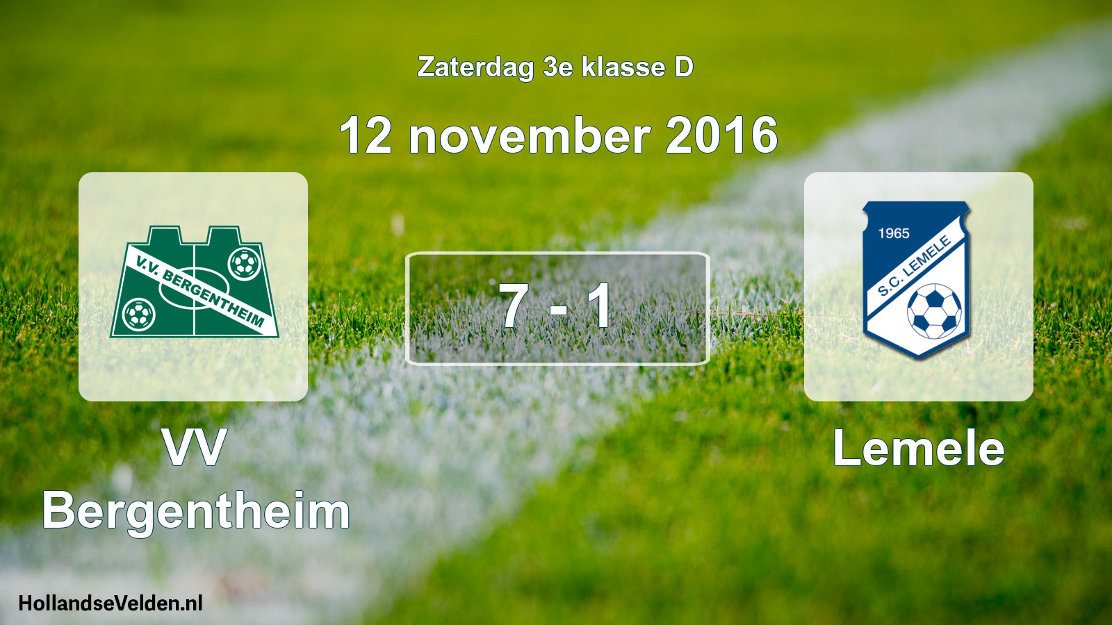 Total number of matches played: VV Bergentheim - Lemele 7 - 1 (12 November 2016)