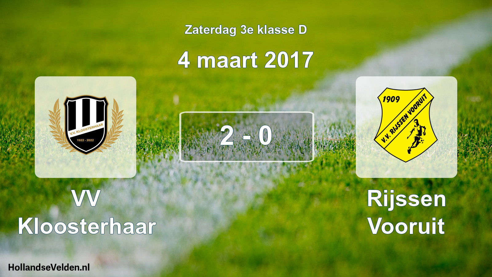 Total number of matches played: VV Kloosterhaar - Rijssen Vooruit 2 - 0 (4 March 2017)