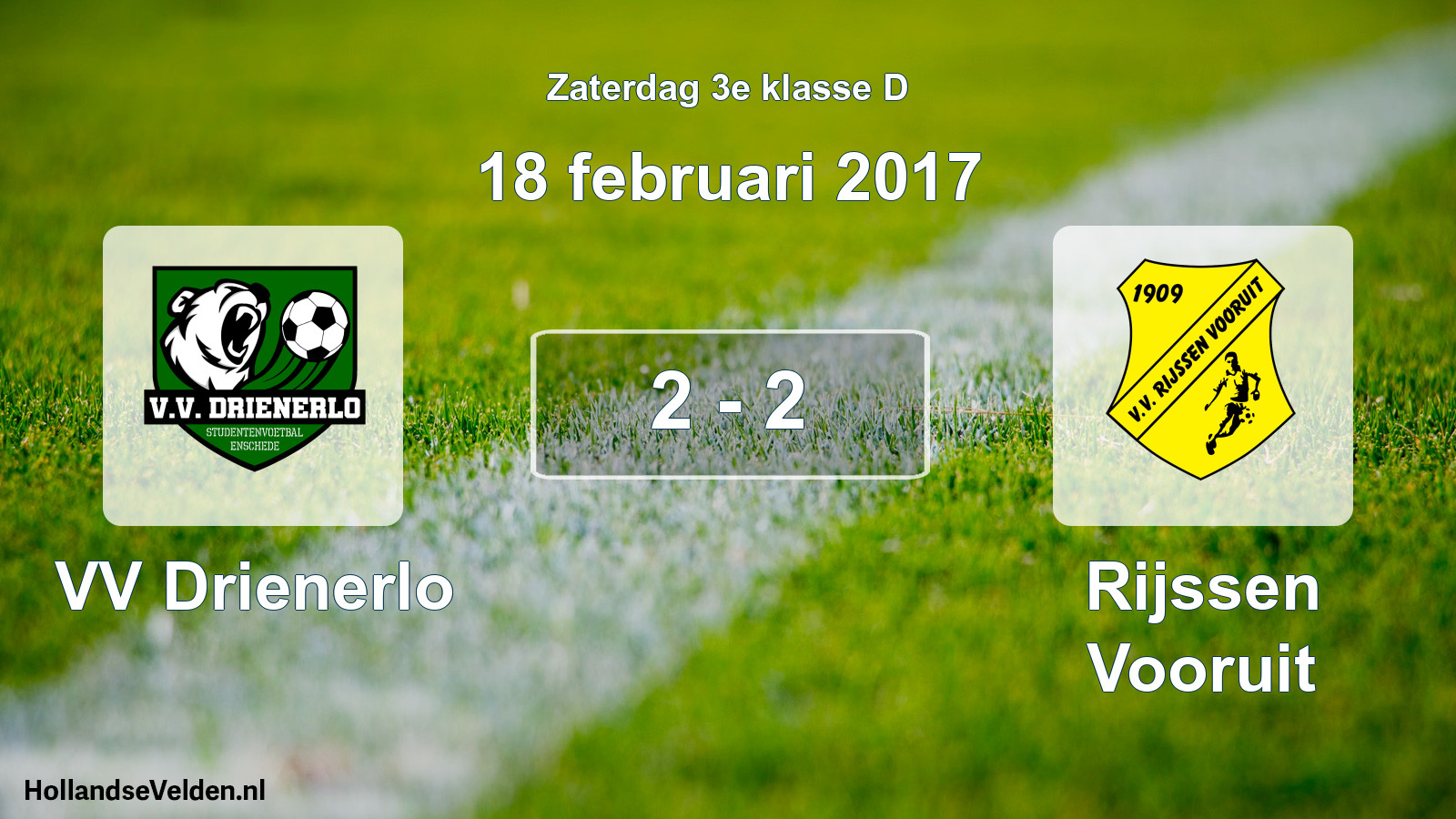 Total number of matches played: VV Drienerlo - Rijssen Vooruit 2 - 2 (18 February 2017)