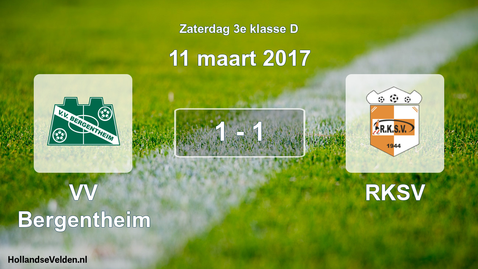 Total number of matches played: VV Bergentheim - RKSV 1 - 1 (11 March 2017)