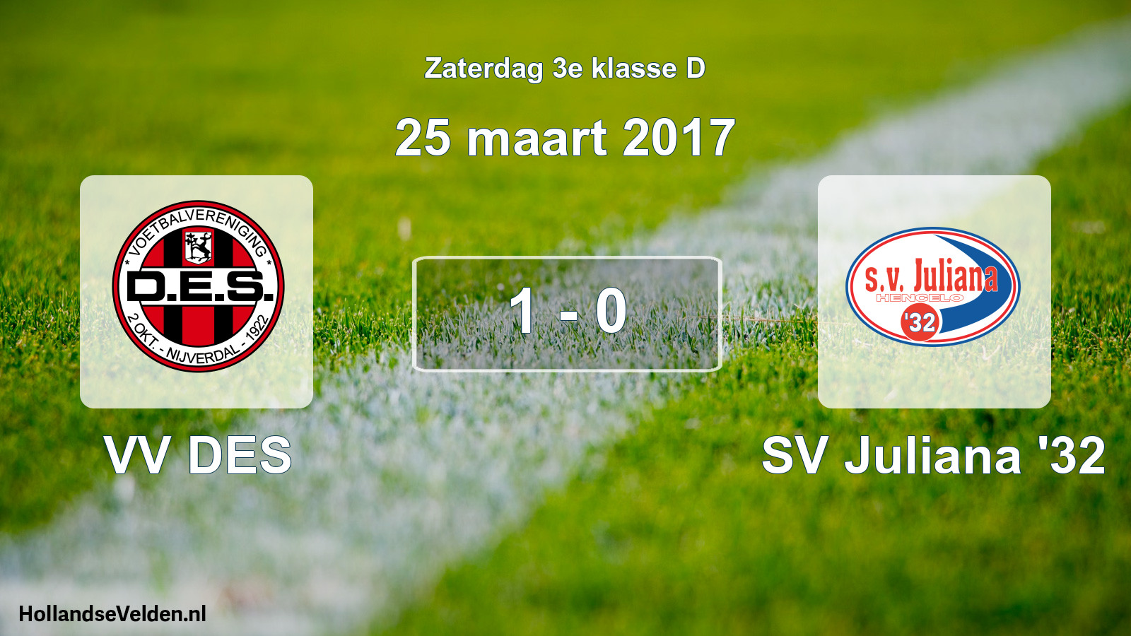 Total number of matches played: VV DES - SV Juliana '32 1 - 0 (25 March 2017)