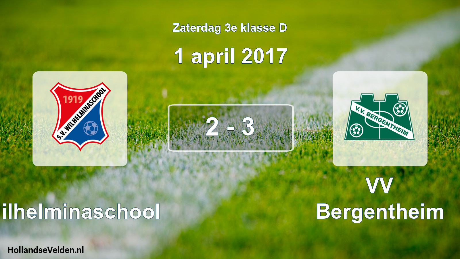 Total number of matches played: Wilhelminaschool - VV Bergentheim 2 - 3 (1 April 2017)