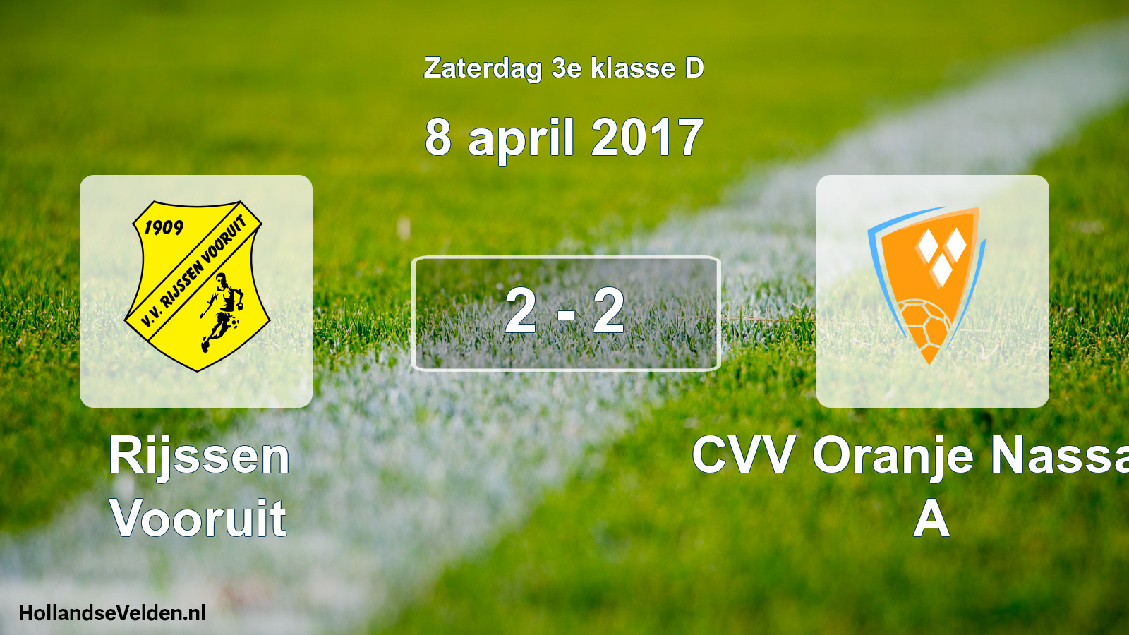 Total number of matches played: Rijssen Vooruit - CVV Oranje Nassau A 2 - 2 (8 April 2017)