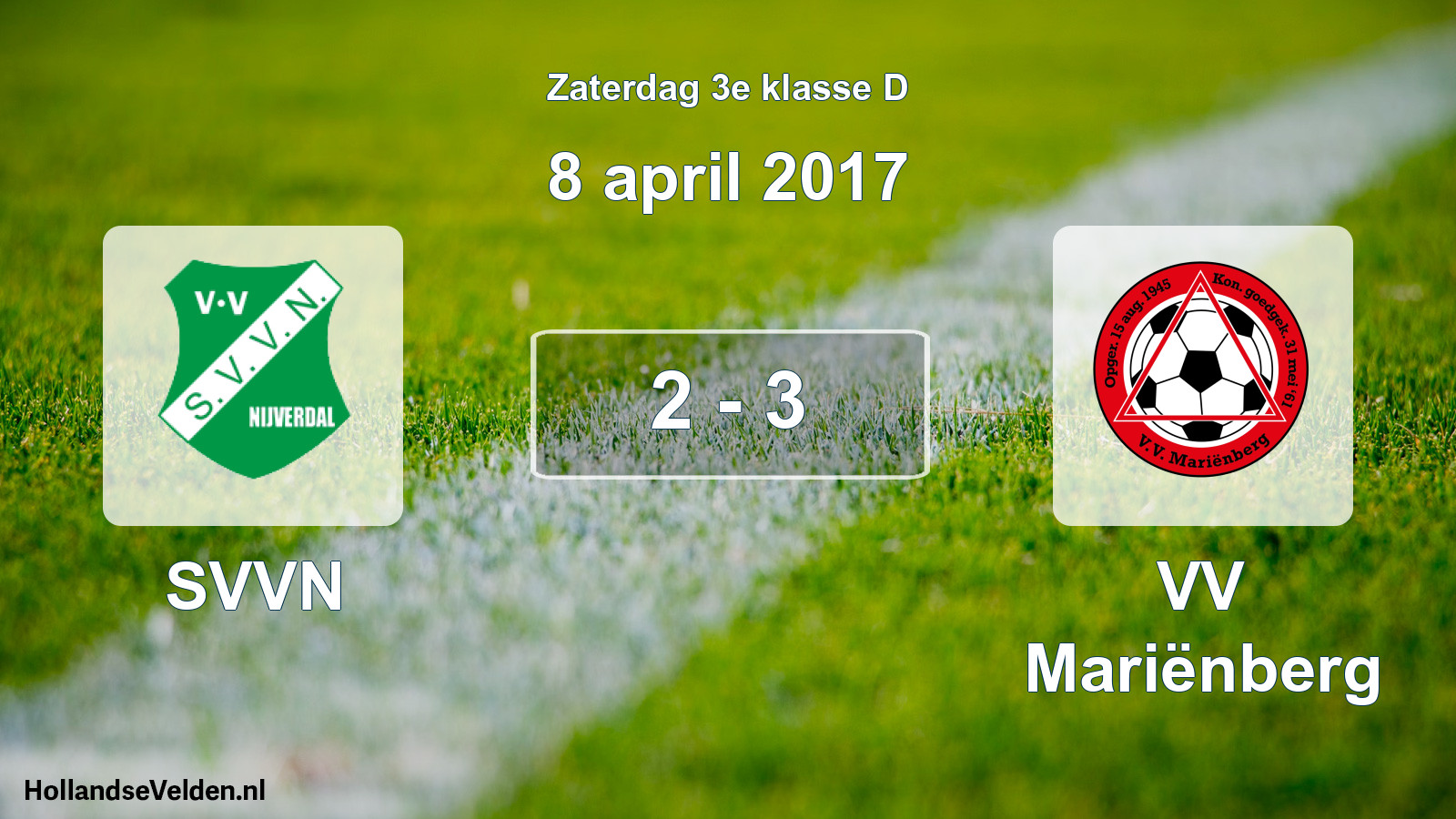Total number of matches played: SVVN - VV Mariënberg 2 - 3 (8 April 2017)