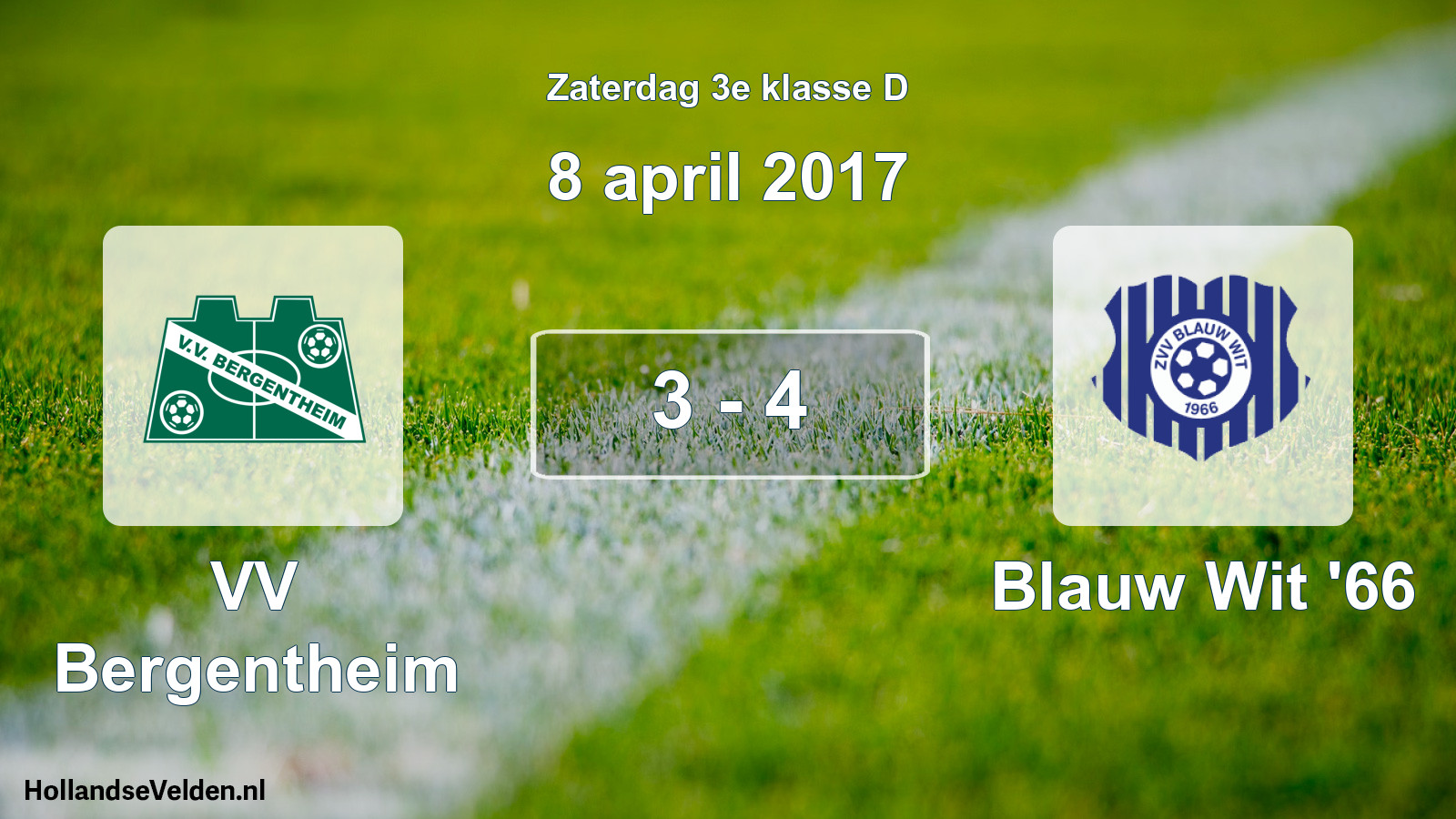 Total number of matches played: VV Bergentheim - Blauw Wit '66 3 - 4 (8 April 2017)