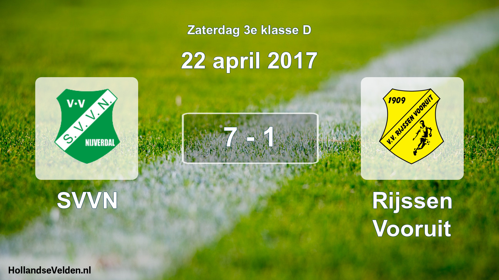 Total number of matches played: SVVN - Rijssen Vooruit 7 - 1 (22 April 2017)