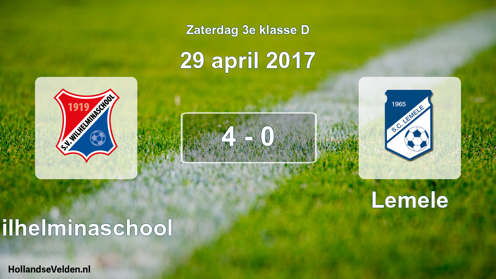 Total number of matches played: Wilhelminaschool - Lemele 4 - 0 (29 April 2017)