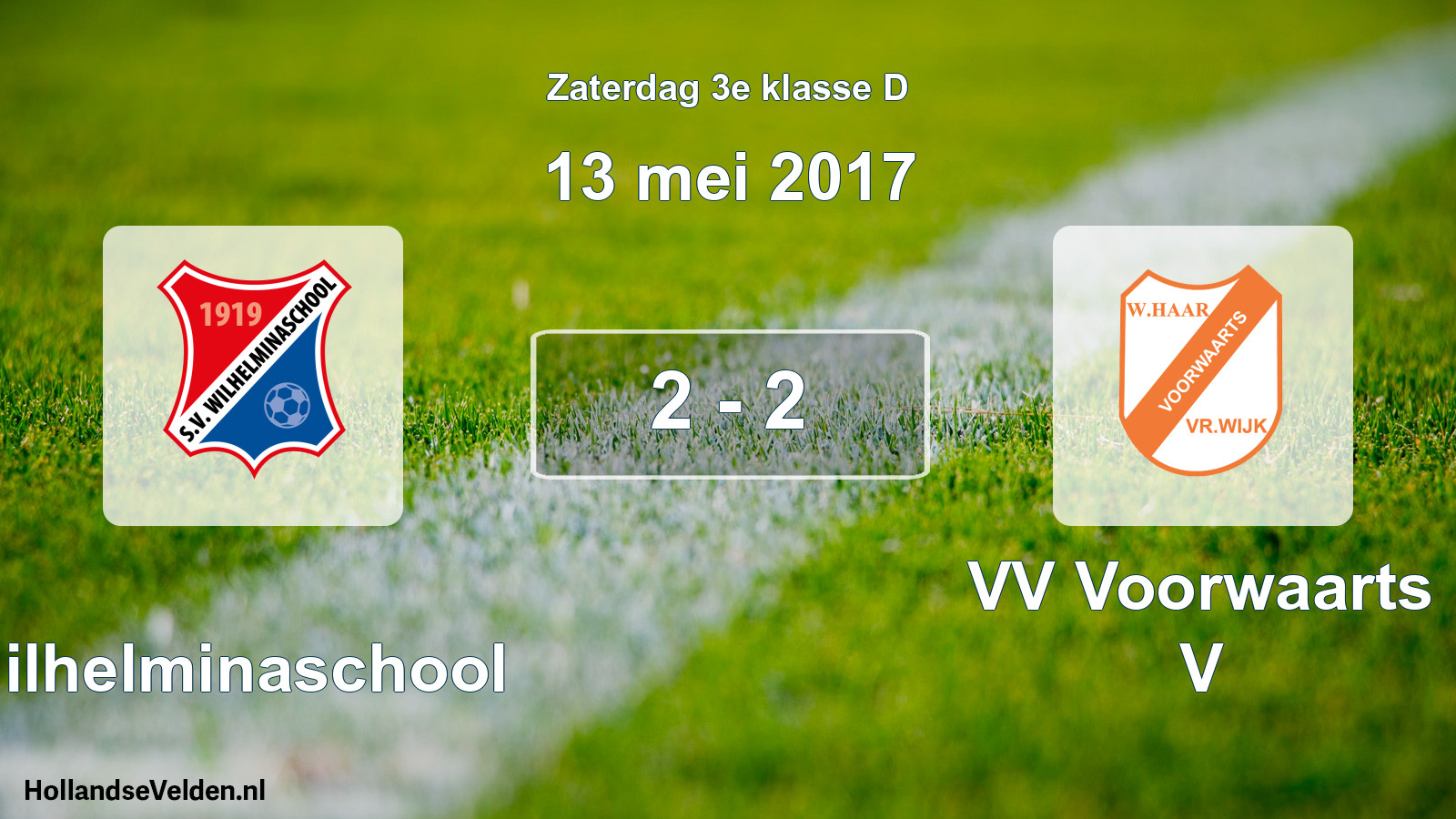 Total number of matches played: Wilhelminaschool - VV Voorwaarts V 2 - 2 (13 May 2017)