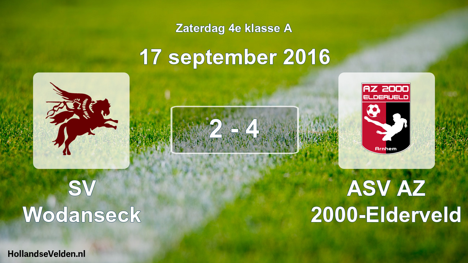 Total number of matches played: SV Wodanseck - ASV AZ 2000-Elderveld 2 - 4 (17 September 2016)