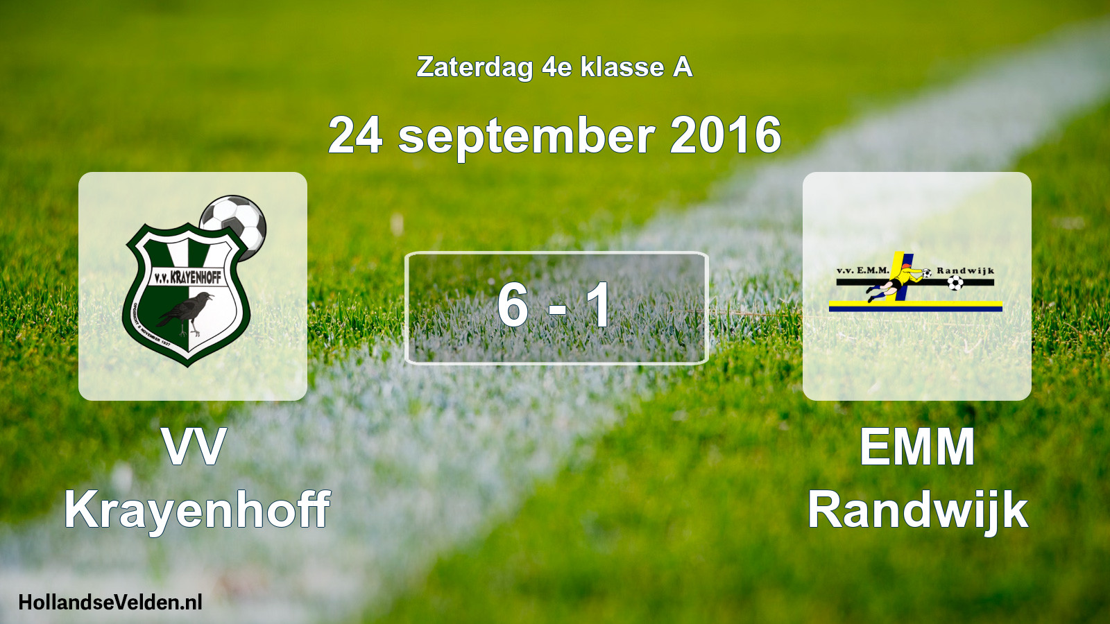 Total number of matches played: VV Krayenhoff - EMM Randwijk 6 - 1 (24 September 2016)