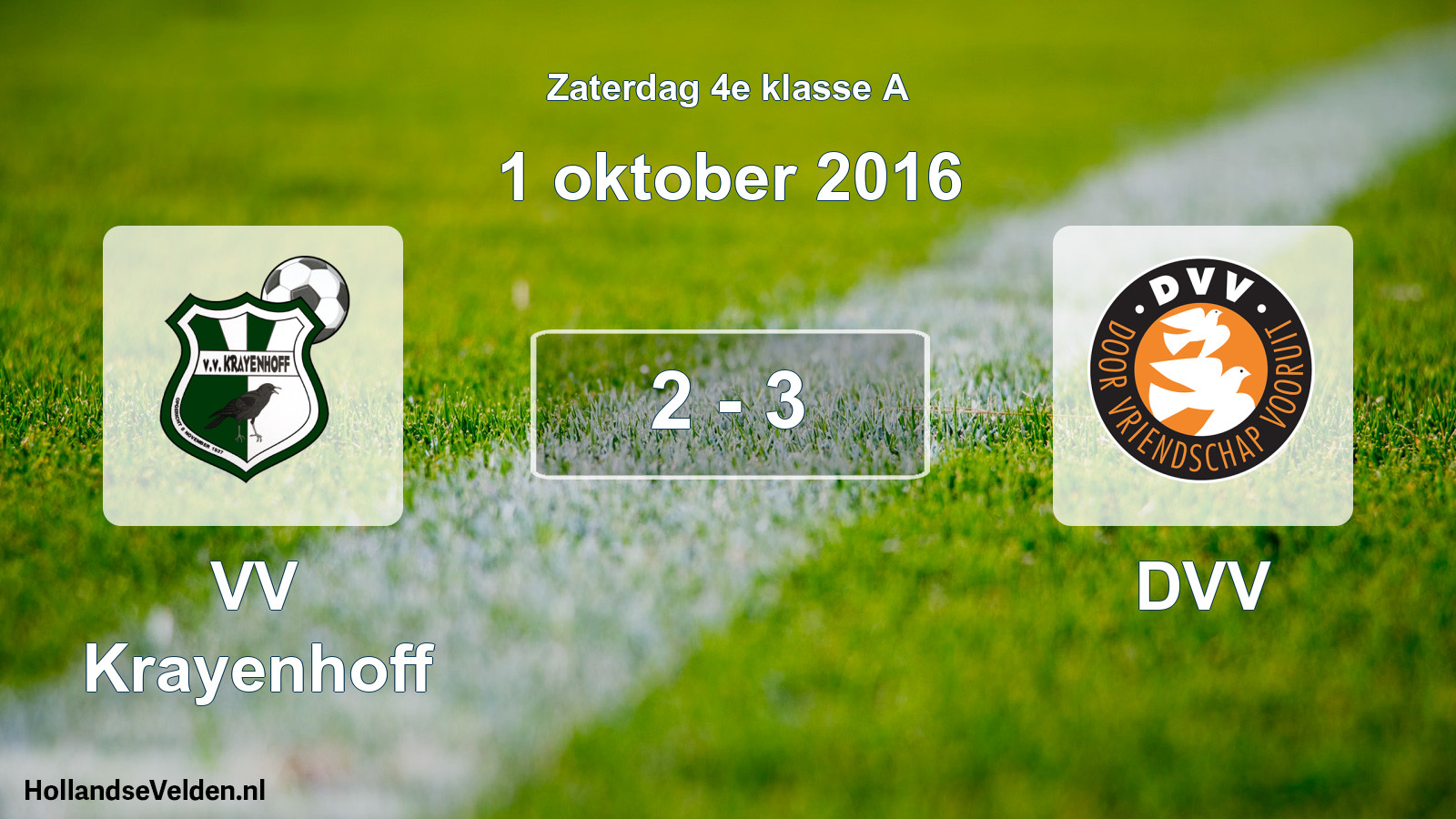 Total number of matches played: VV Krayenhoff - DVV 2 - 3 (1 October 2016)