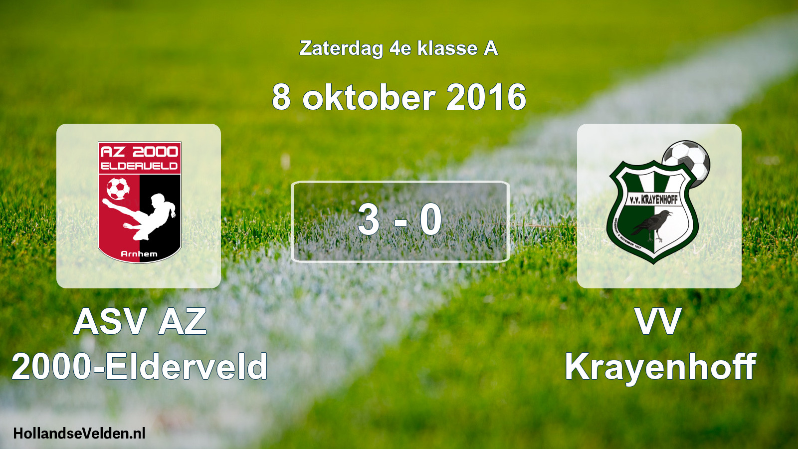 Total number of matches played: ASV AZ 2000-Elderveld - VV Krayenhoff 3 - 0 (8 October 2016)