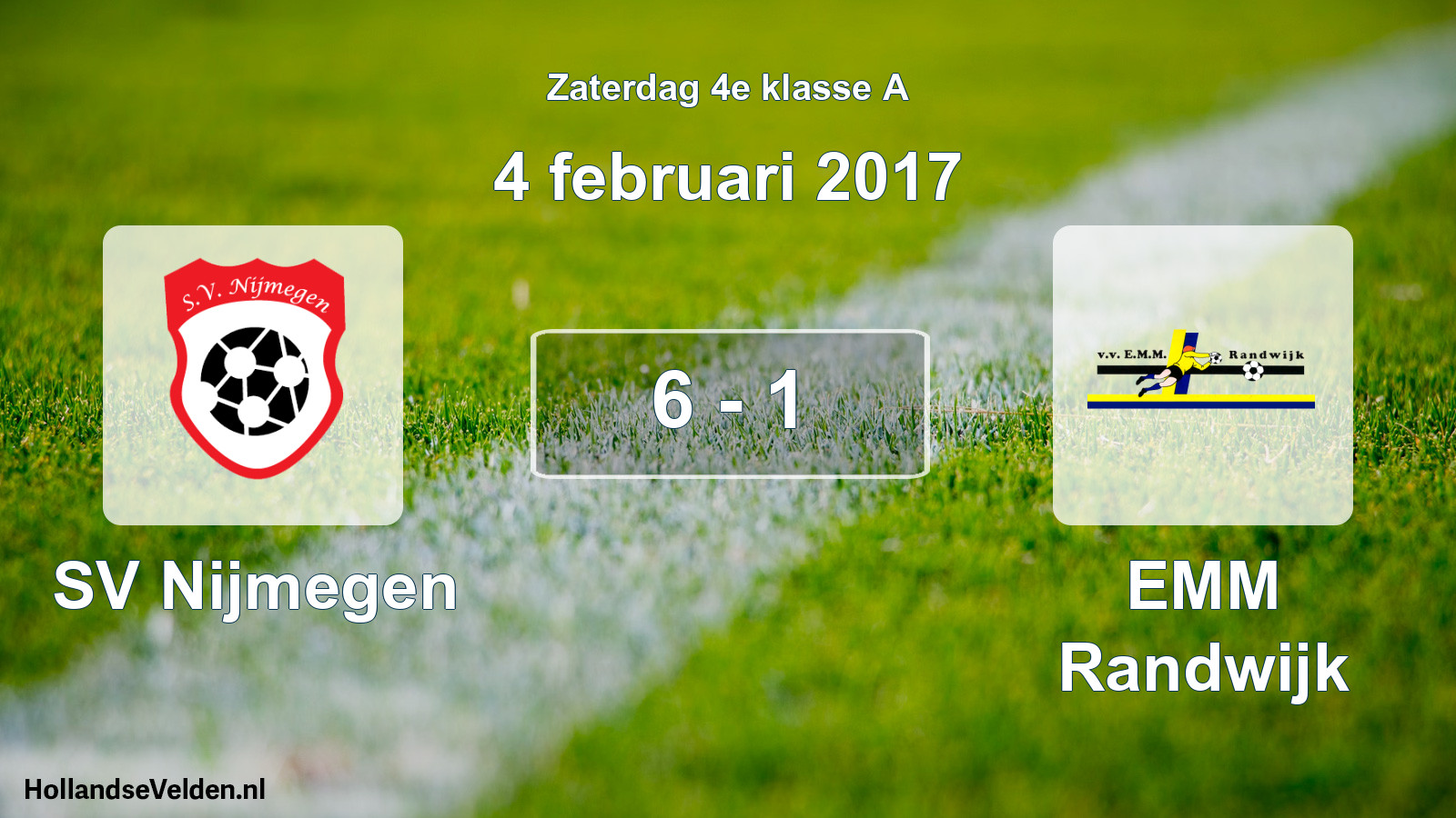 Total number of matches played: SV Nijmegen - EMM Randwijk 6 - 1 (4 February 2017)