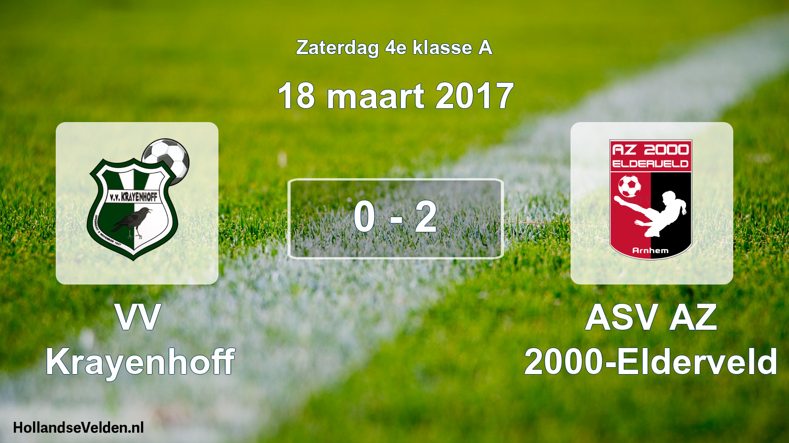 Total number of matches played: VV Krayenhoff - ASV AZ 2000-Elderveld 0 - 2 (18 March 2017)