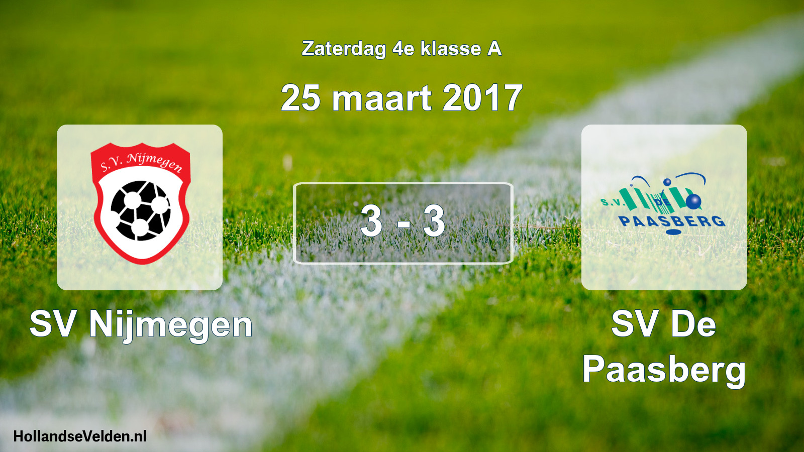 Total number of matches played: SV Nijmegen - SV De Paasberg 3 - 3 (25 March 2017)