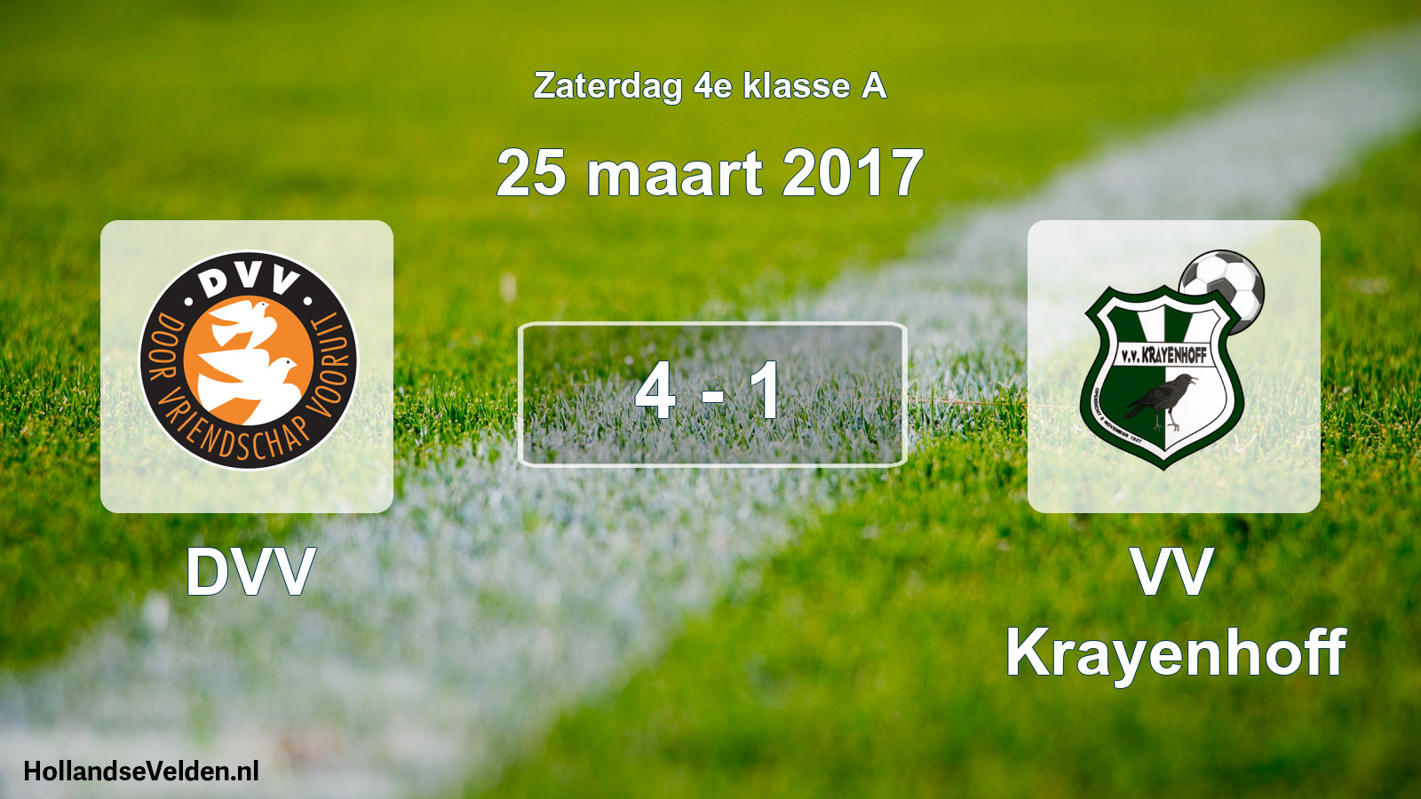 Total number of matches played: DVV - VV Krayenhoff 4 - 1 (25 March 2017)
