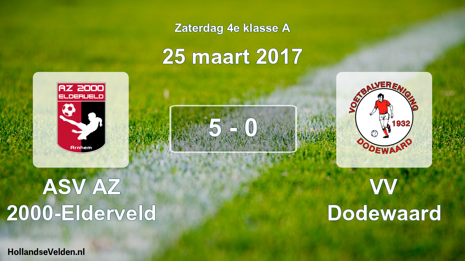 Total number of matches played: ASV AZ 2000-Elderveld - VV Dodewaard 5 - 0 (25 March 2017)