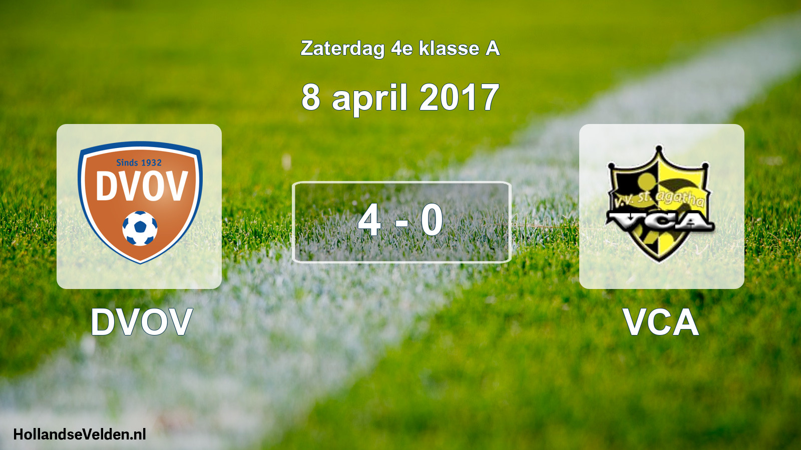 Total number of matches played: DVOV - VCA 4 - 0 (8 April 2017)