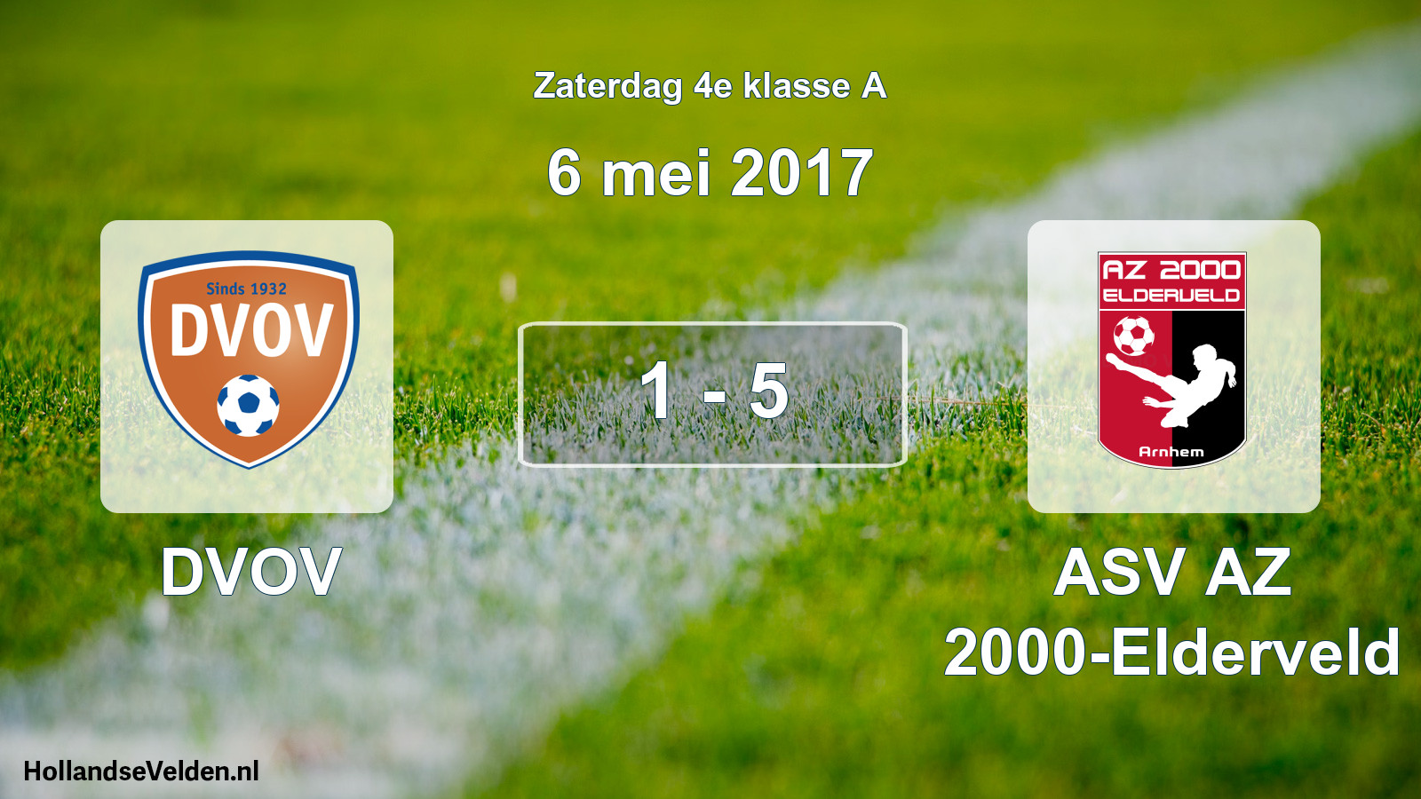 Total number of matches played: DVOV - ASV AZ 2000-Elderveld 1 - 5 (6 May 2017)