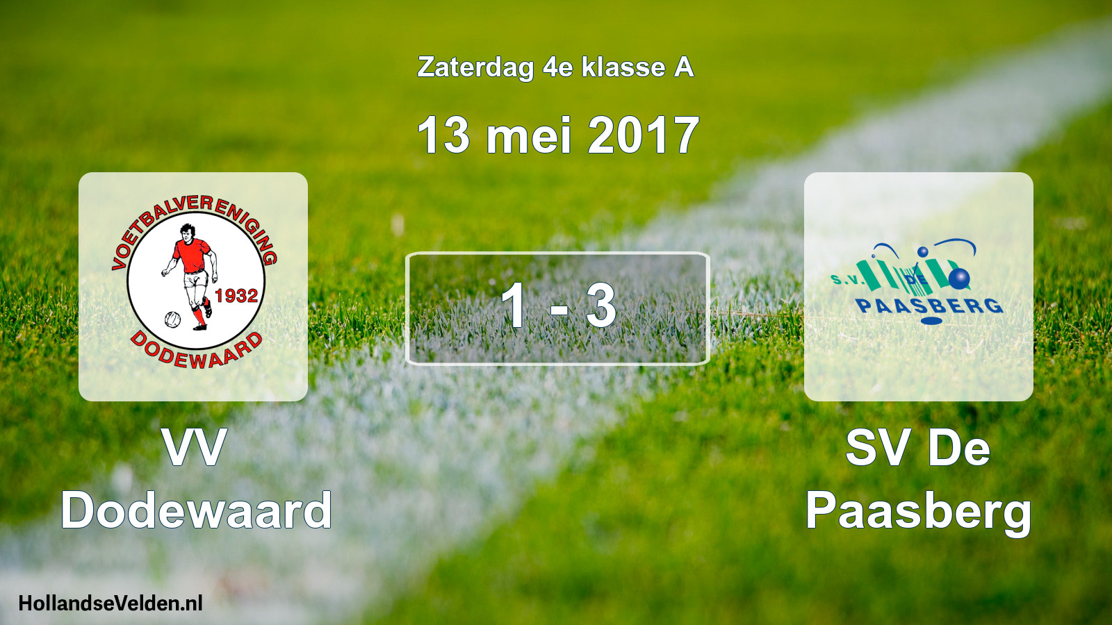 Total number of matches played: VV Dodewaard - SV De Paasberg 1 - 3 (13 May 2017)