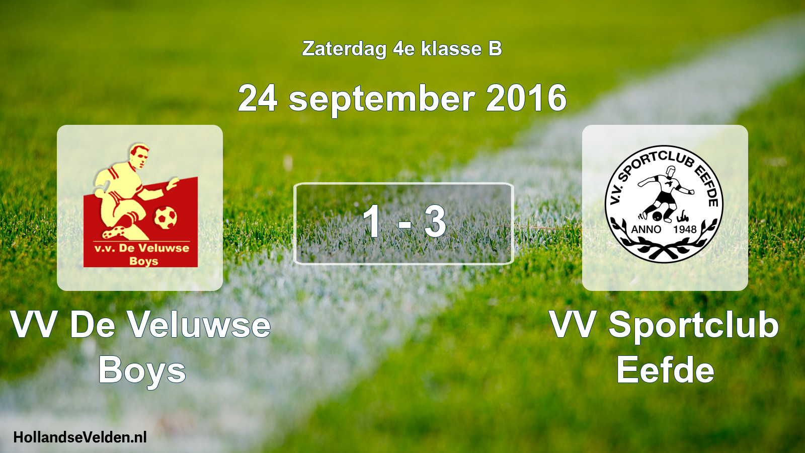 Total number of matches played: VV De Veluwse Boys - VV Sportclub Eefde 1 - 3 (24 September 2016)