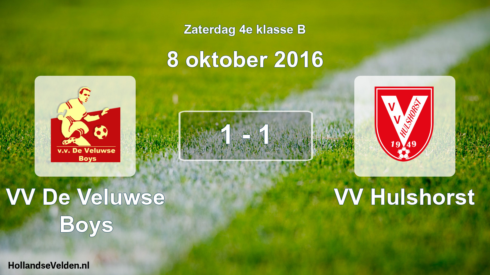 Total number of matches played: VV De Veluwse Boys - VV Hulshorst 1 - 1 (8 October 2016)