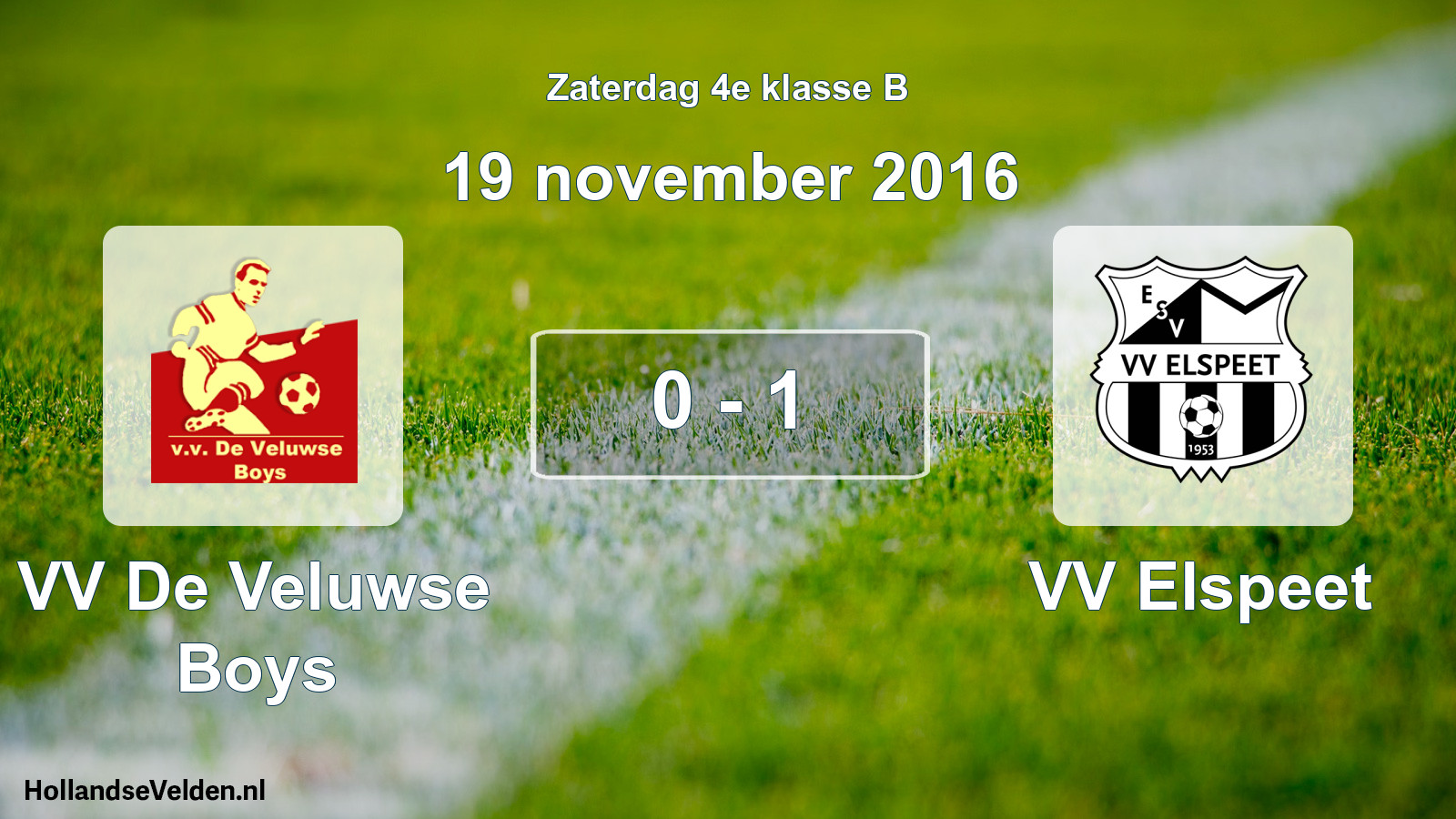 Total number of matches played: VV De Veluwse Boys - VV Elspeet 0 - 1 (19 November 2016)