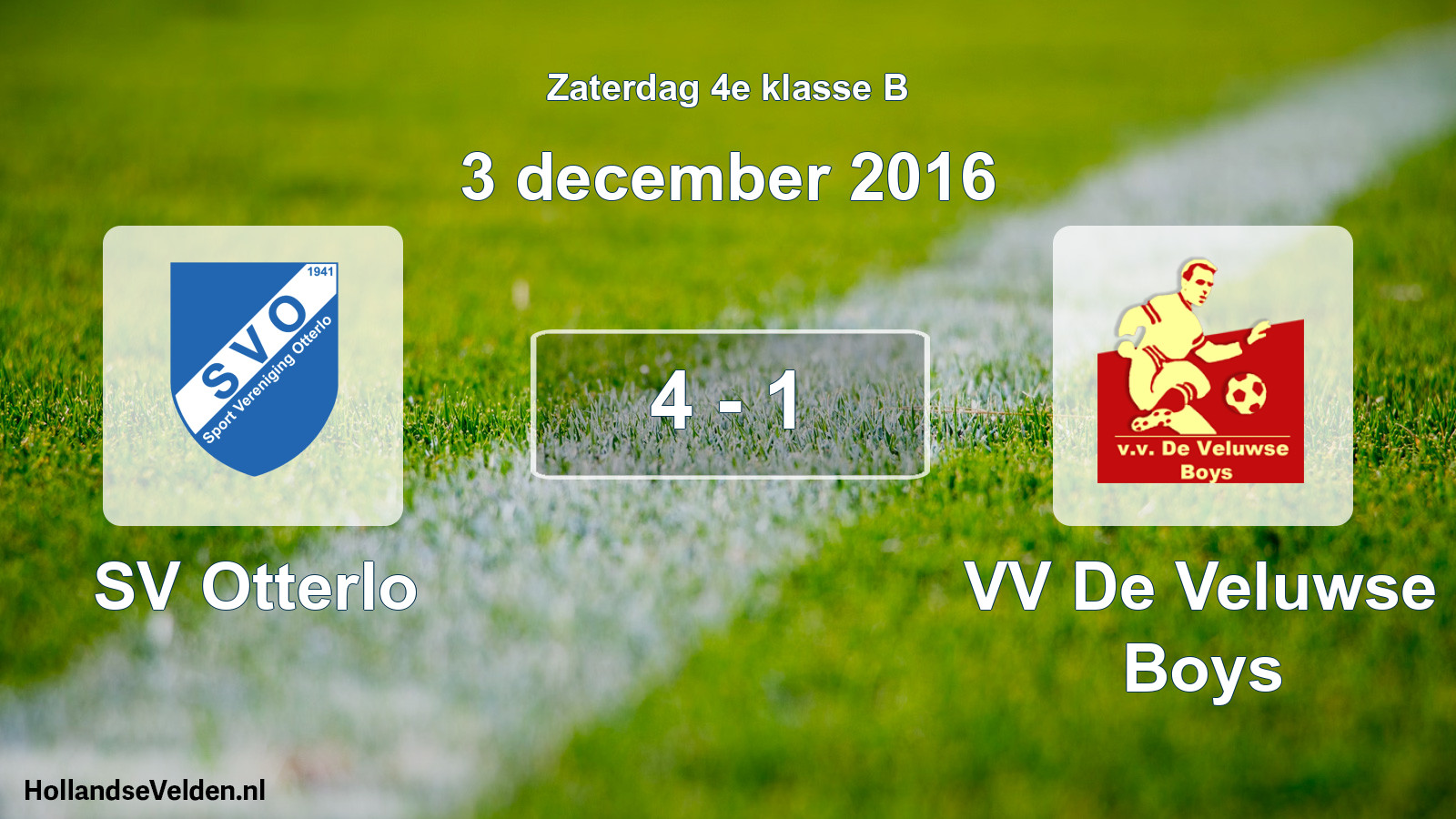 Total number of matches played: SV Otterlo - VV De Veluwse Boys 4 - 1 (3 December 2016)
