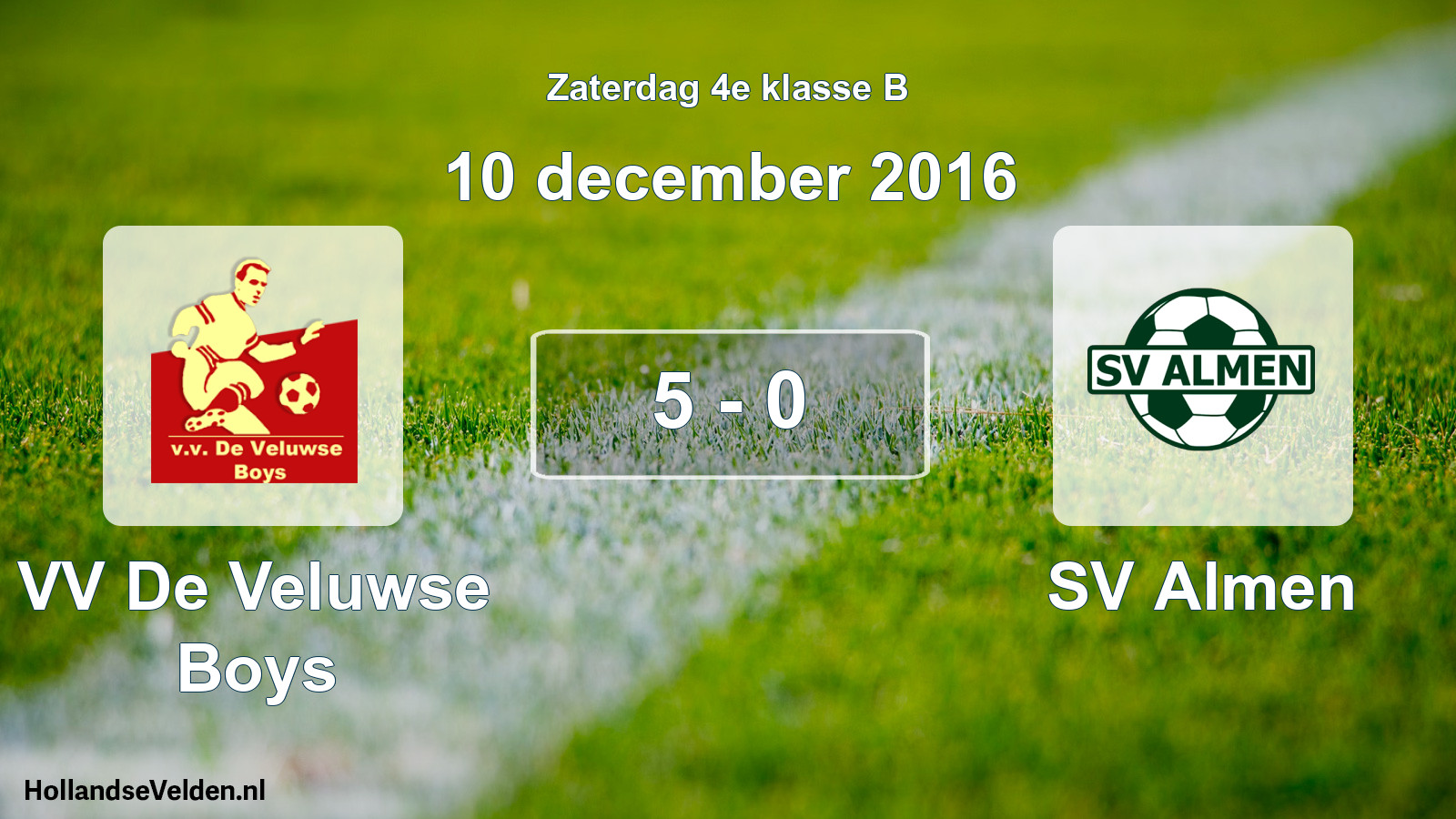 Total number of matches played: VV De Veluwse Boys - SV Almen 5 - 0 (10 December 2016)