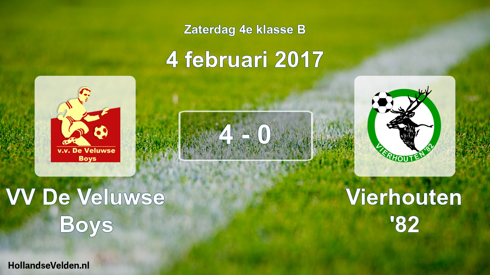 Total number of matches played: VV De Veluwse Boys - Vierhouten '82 4 - 0 (4 February 2017)