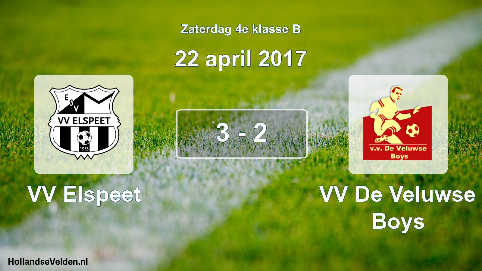 Total number of matches played: VV Elspeet - VV De Veluwse Boys 3 - 2 (22 April 2017)