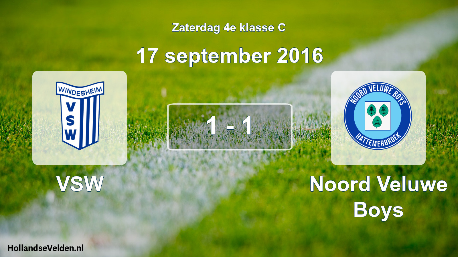 Total number of matches played: VSW - Noord Veluwe Boys 1 - 1 (17 September 2016)