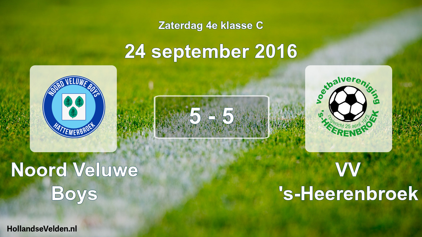 Total number of matches played: Noord Veluwe Boys - VV 's-Heerenbroek 5 - 5 (24 September 2016)