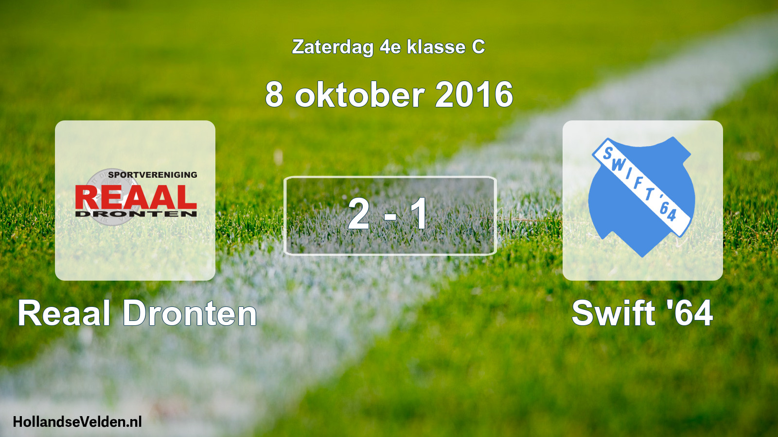 Total number of matches played: Reaal Dronten - Swift '64 2 - 1 (8 October 2016)