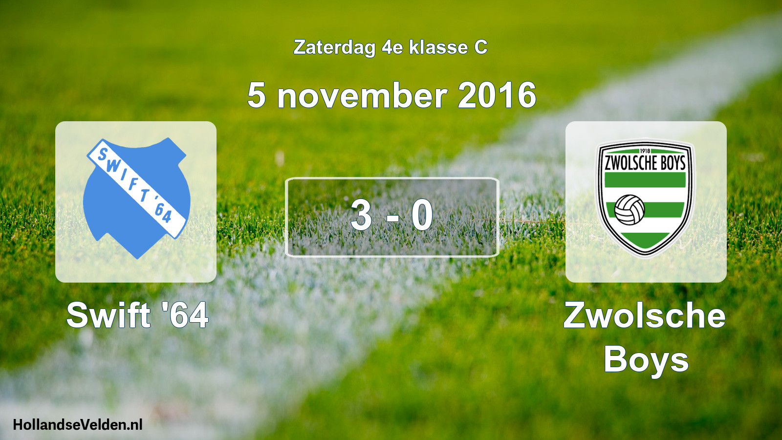Total number of matches played: Swift '64 - Zwolsche Boys 3 - 0 (5 November 2016)