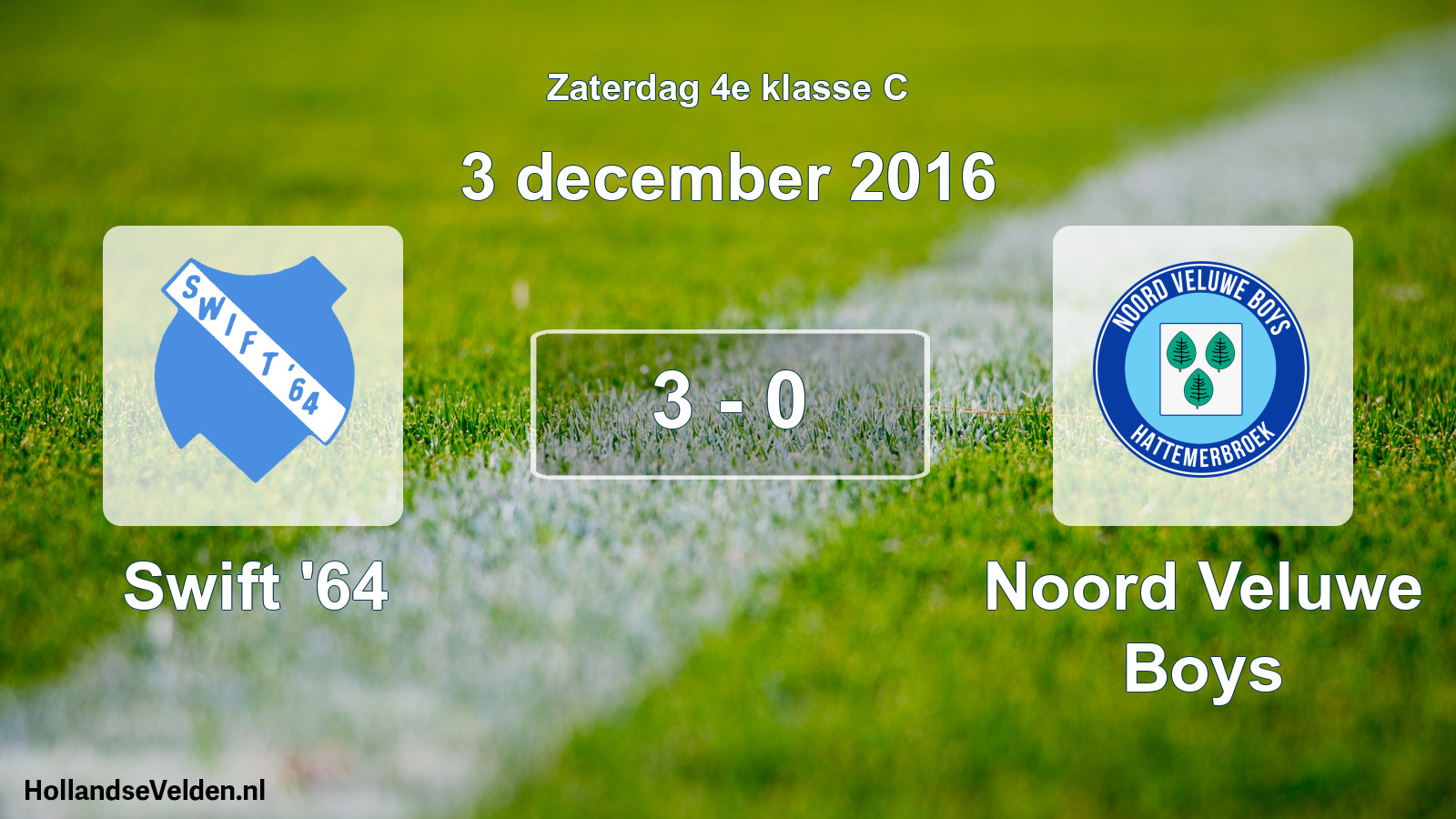 Total number of matches played: Swift '64 - Noord Veluwe Boys 3 - 0 (3 December 2016)