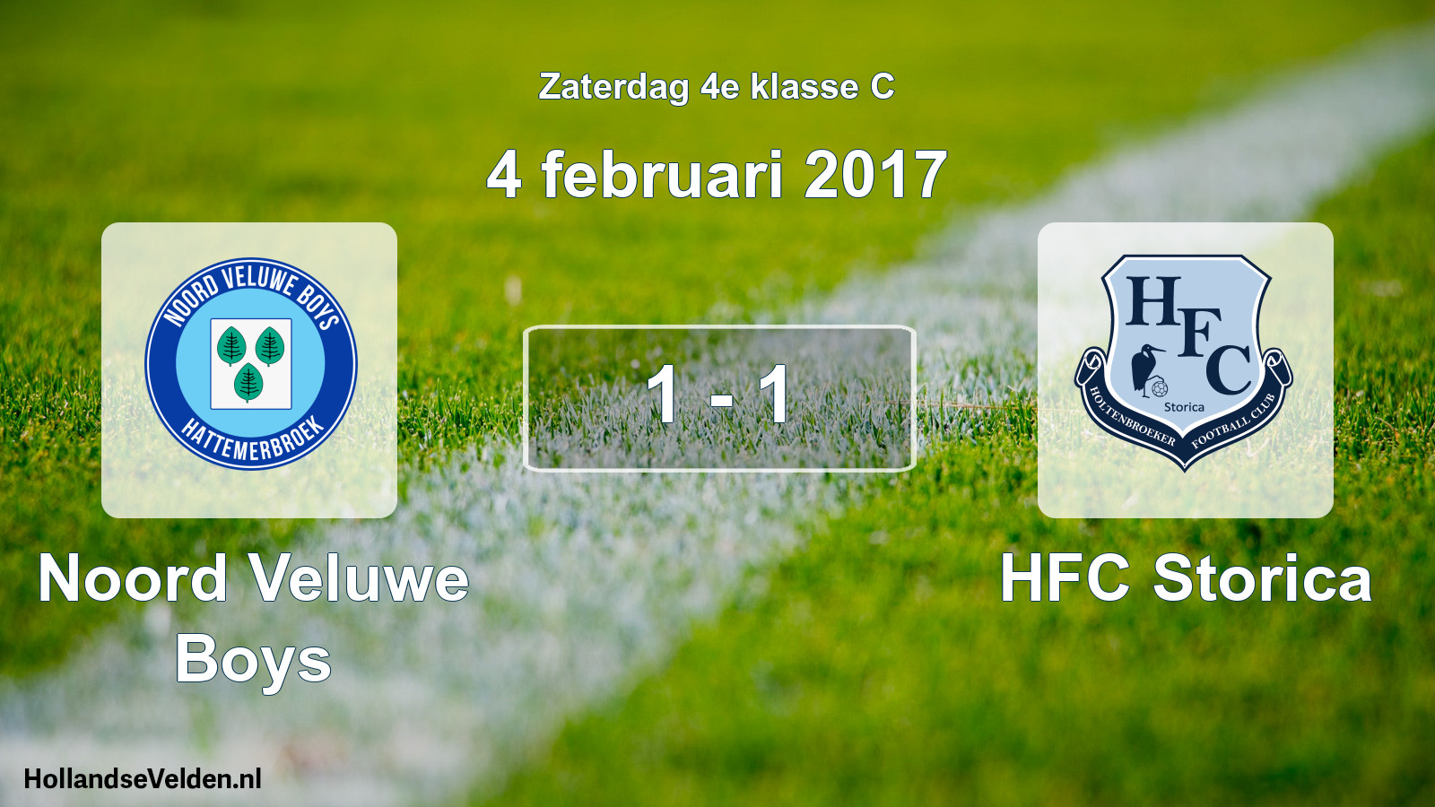 Total number of matches played: Noord Veluwe Boys - HFC Storica 1 - 1 (4 February 2017)