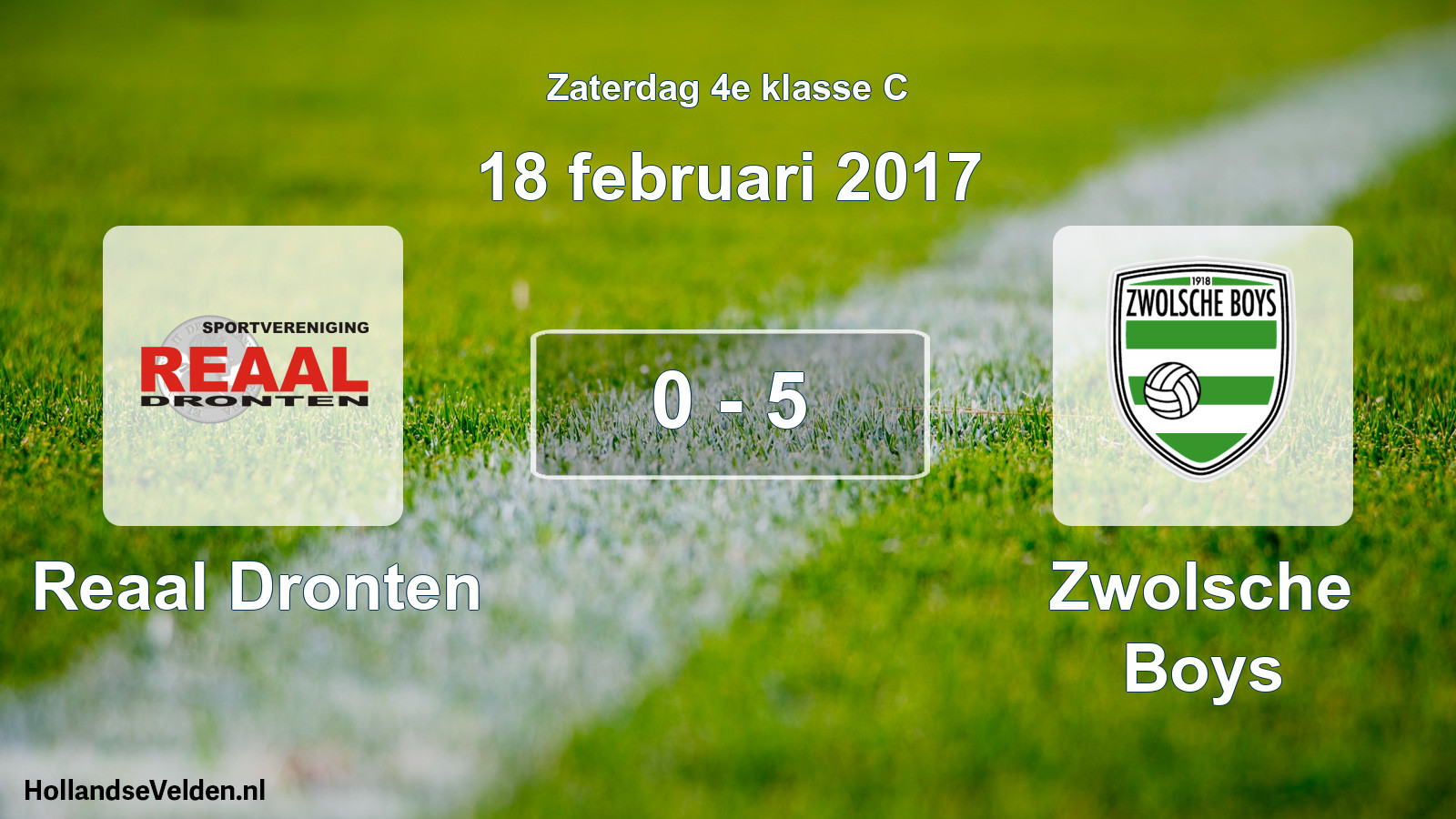 Total number of matches played: Reaal Dronten - Zwolsche Boys 0 - 5 (18 February 2017)