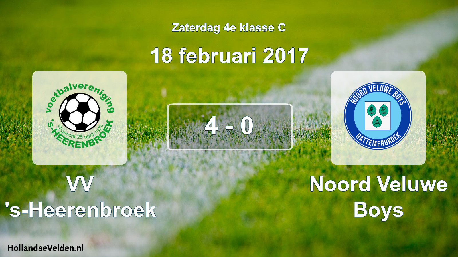 Total number of matches played: VV 's-Heerenbroek - Noord Veluwe Boys 4 - 0 (18 February 2017)