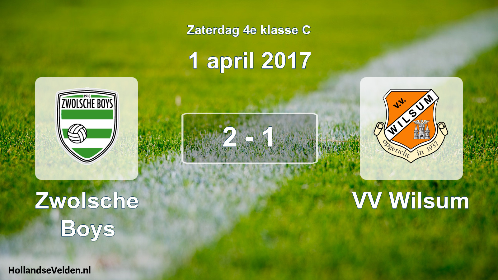 Total number of matches played: Zwolsche Boys - VV Wilsum 2 - 1 (1 April 2017)