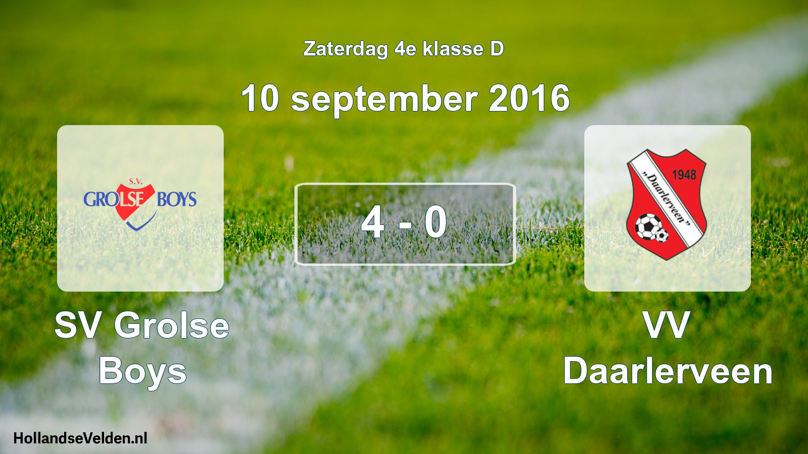 Total number of matches played: SV Grolse Boys - VV Daarlerveen 4 - 0 (10 September 2016)