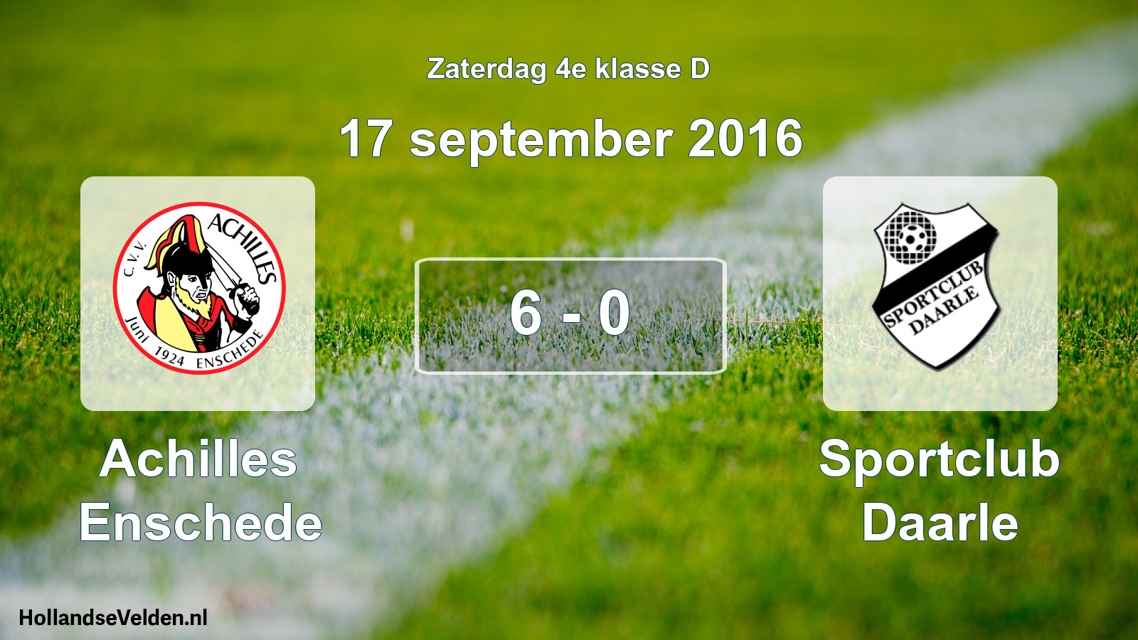 Total number of matches played: Achilles Enschede - Sportclub Daarle 6 - 0 (17 September 2016)