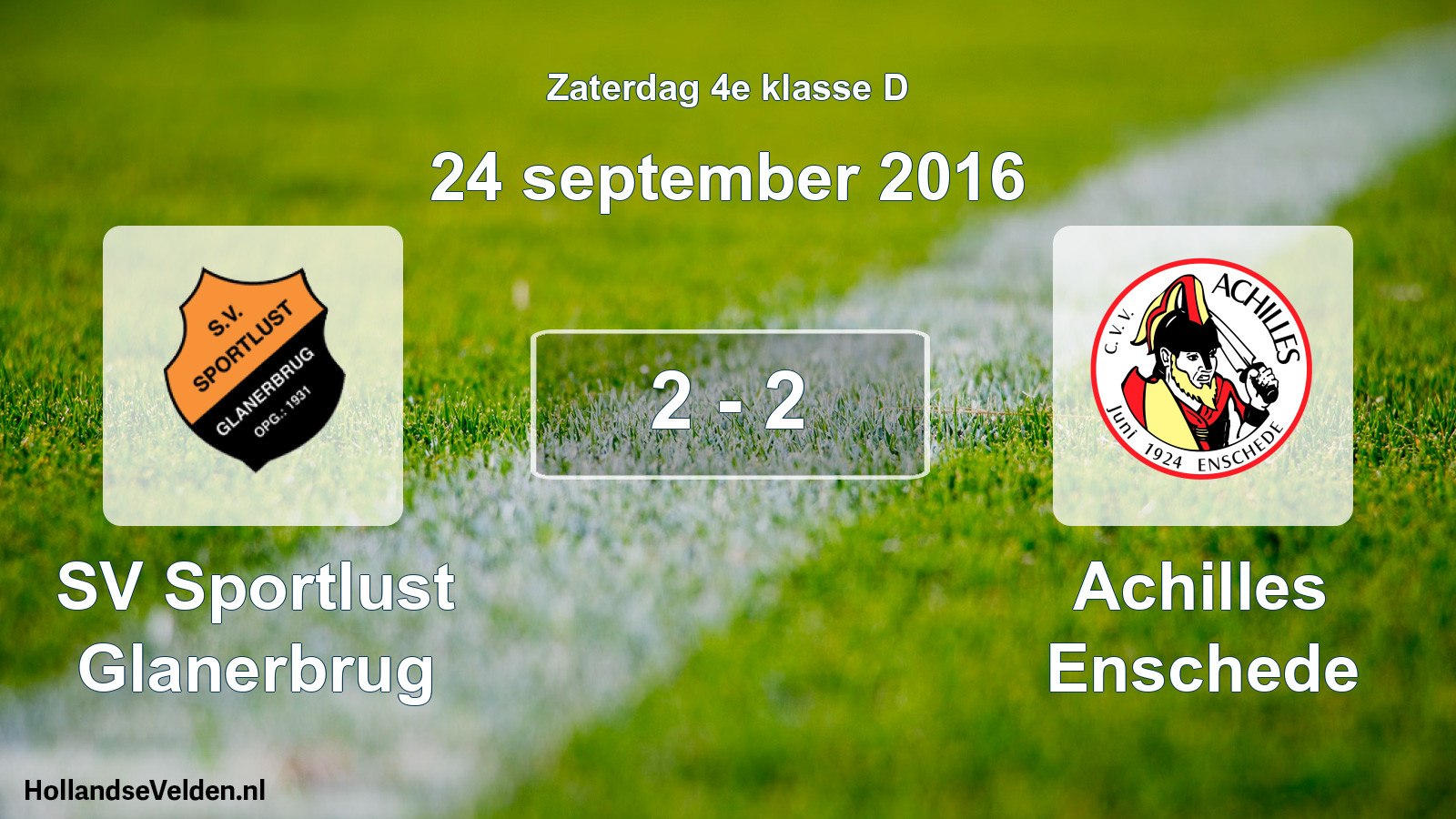 Total number of matches played: SV Sportlust Glanerbrug - Achilles Enschede 2 - 2 (24 September 2016)