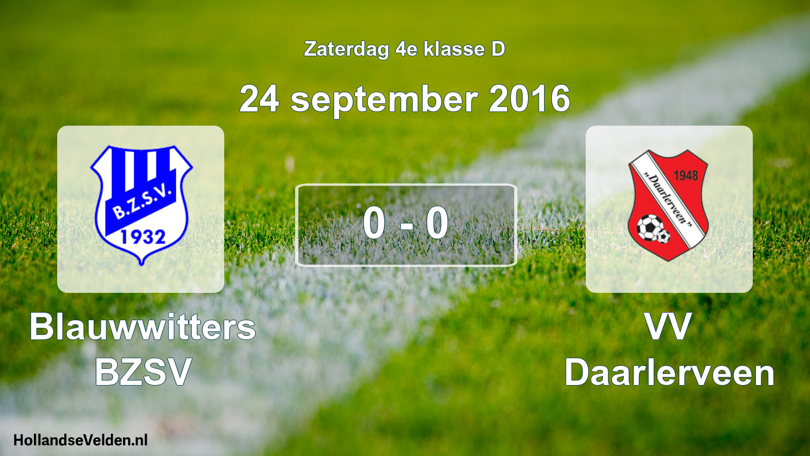 Total number of matches played: Blauwwitters BZSV - VV Daarlerveen 0 - 0 (24 September 2016)