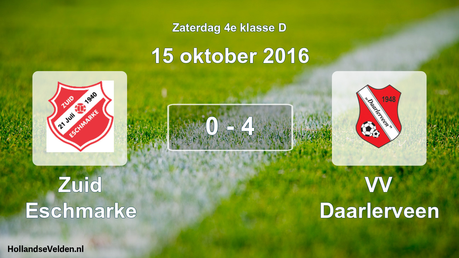Total number of matches played: Zuid Eschmarke - VV Daarlerveen 0 - 4 (15 October 2016)