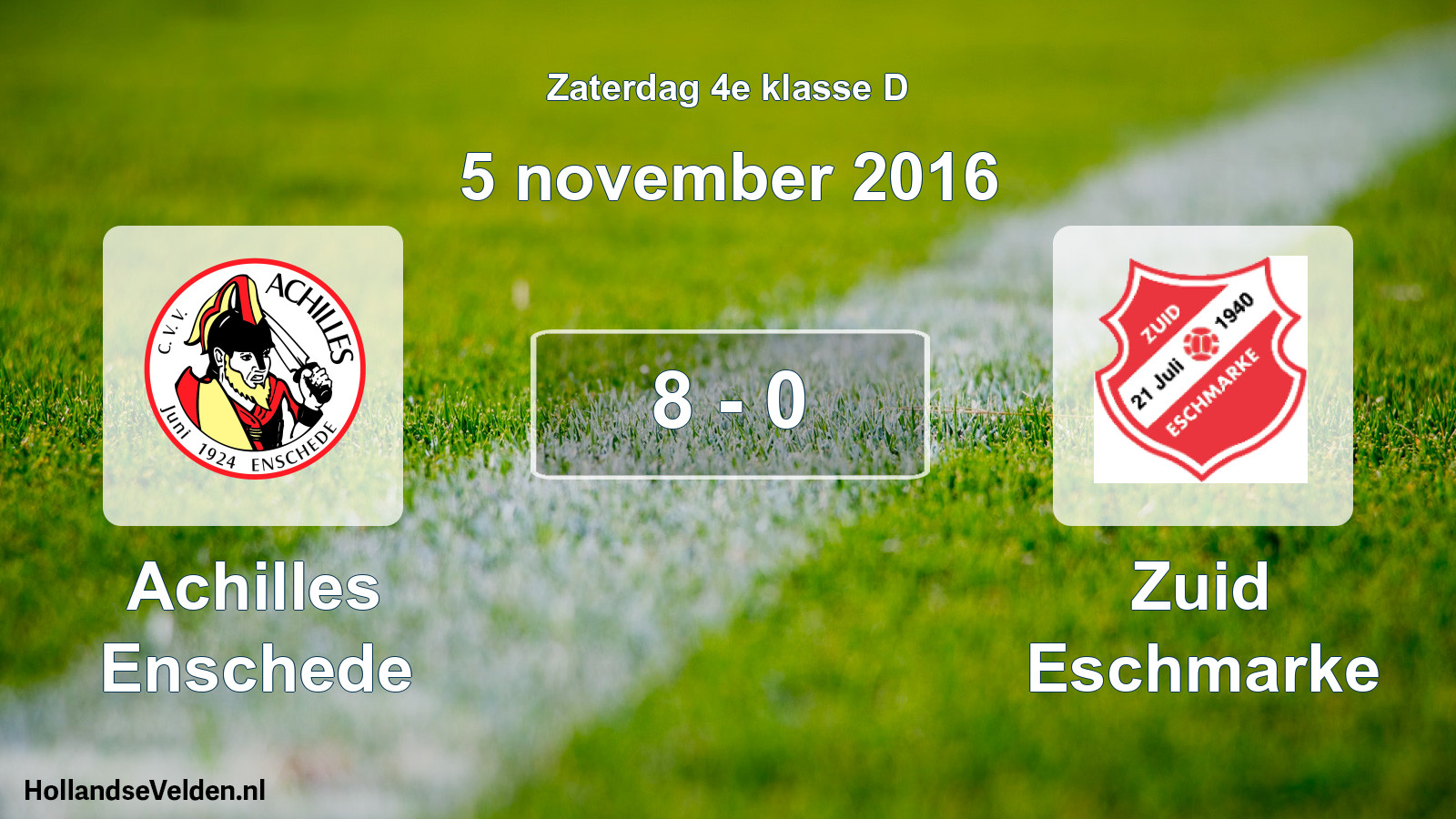 Total number of matches played: Achilles Enschede - Zuid Eschmarke 8 - 0 (5 November 2016)