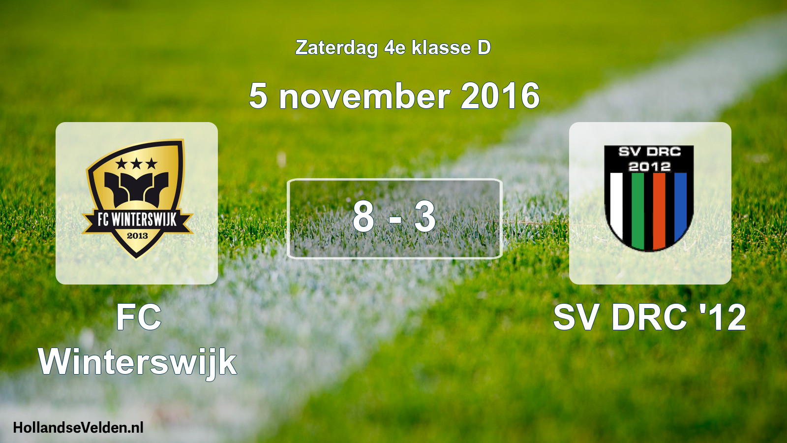 Total number of matches played: FC Winterswijk - SV DRC '12 8 - 3 (5 November 2016)